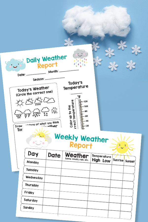 Daily and Weekly Weather Report – Attachment Mummy Printables