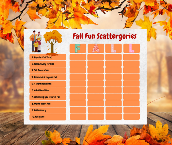 Fall Fun Scattergories Game printable