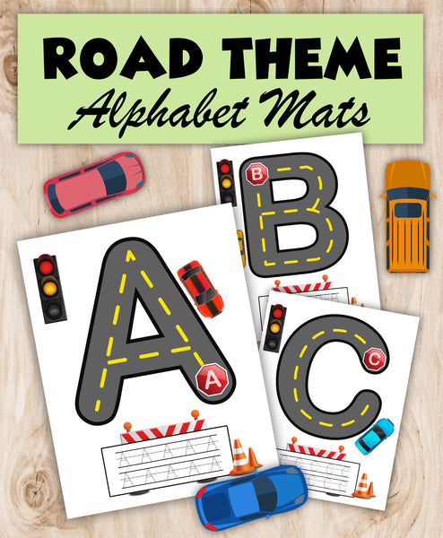 Road Theme Alphabet Mats printable
